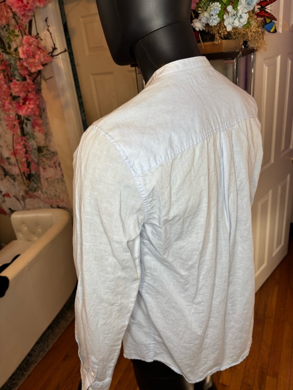 Zara Pale Blue Linen Shirt